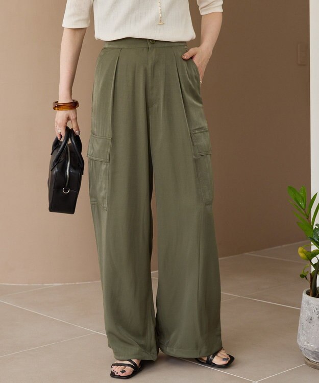 AMERICAN HOLIC サテンカーゴパンツ Khaki