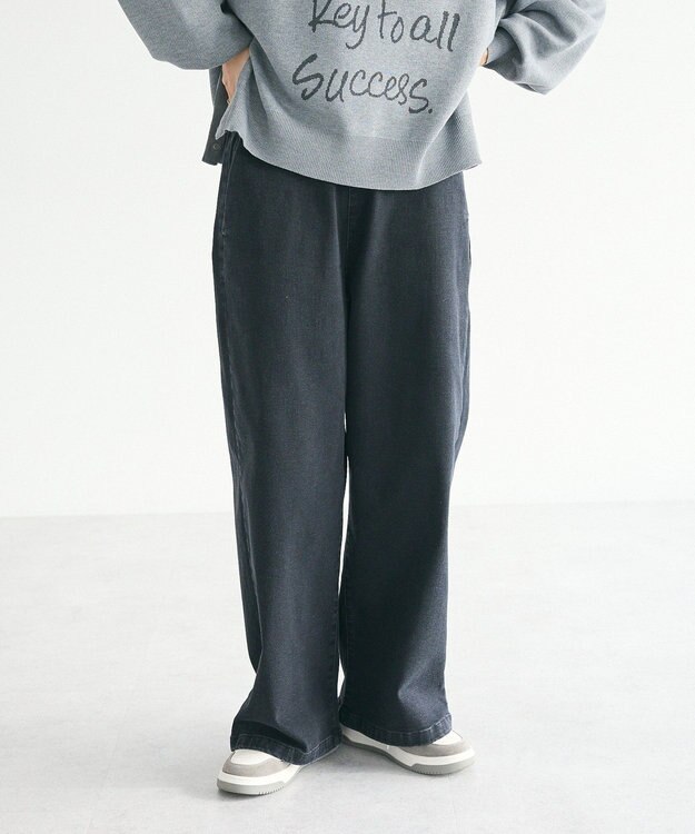 CRAFT STANDARD BOUTIQUE 裏起毛デニムワイドパンツ Black