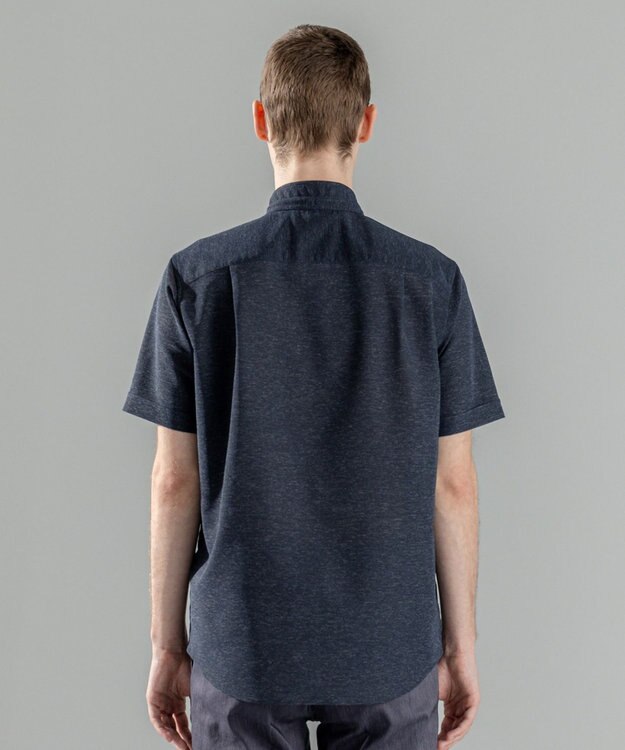 JOSEPH HOMME 新素材【軽量/通気性/清涼感/洗える/ストレッチ】レノクロスストレッチ　ウィングカラー半袖シャツ ネイビー系