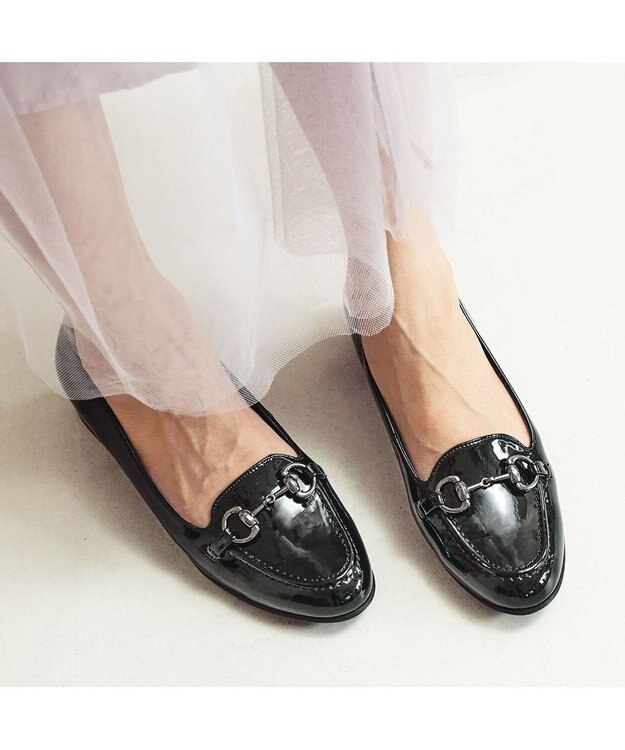 ing <ing>【WEB限定】【レイン対応】ヒールアップビットローファー ブラックエナメル