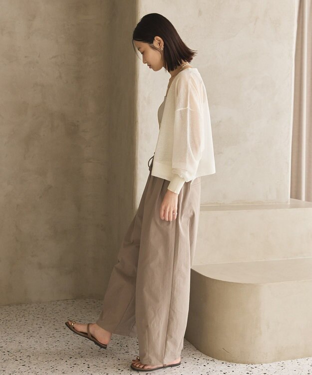 AMERICAN HOLIC ウォッシャブルショート丈シアーカーディガン Ivory