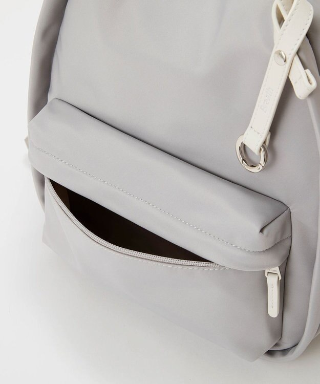 TOPKAPI 【Breath TOPKAPI】【撥水】ツヤ ナイロン レザーハンドル ミニ リュック ライトグレー