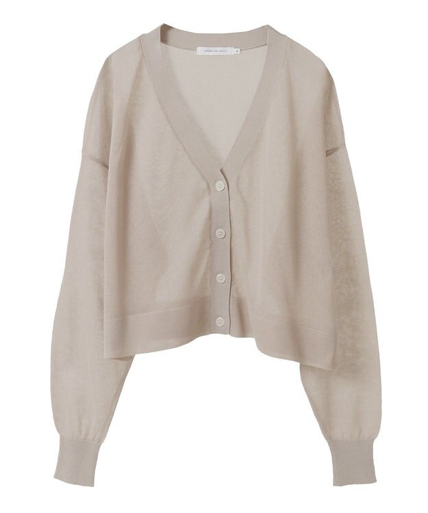 AMERICAN HOLIC ウォッシャブルショート丈シアーカーディガン Light Beige