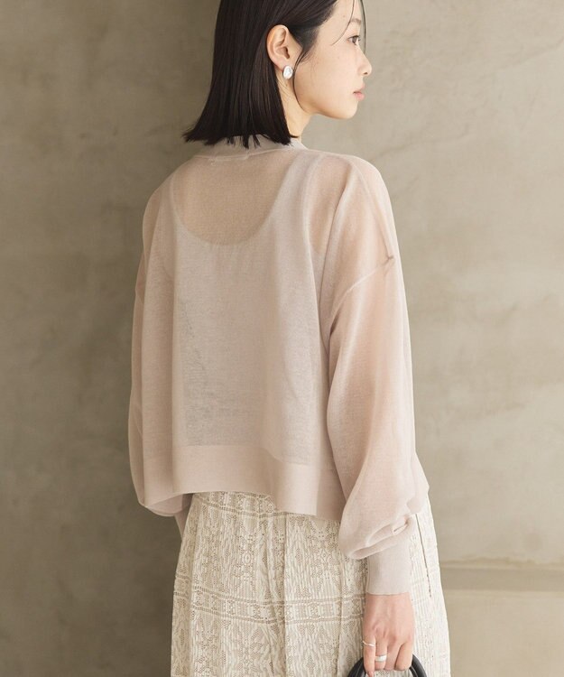 AMERICAN HOLIC ウォッシャブルショート丈シアーカーディガン Light Beige