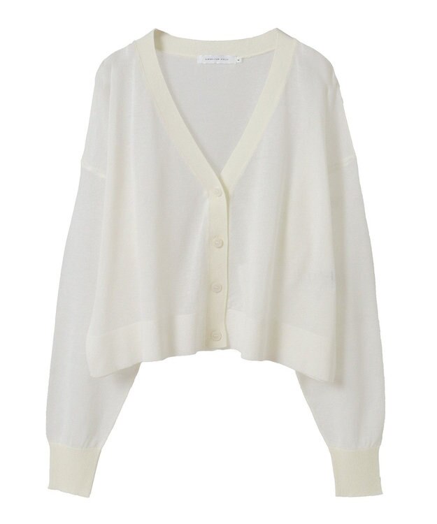 AMERICAN HOLIC ウォッシャブルショート丈シアーカーディガン Ivory