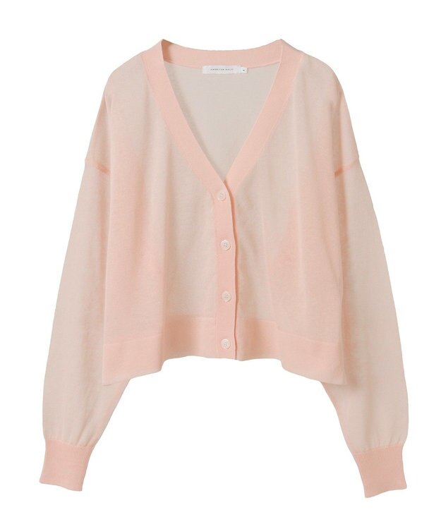 AMERICAN HOLIC ウォッシャブルショート丈シアーカーディガン Peach
