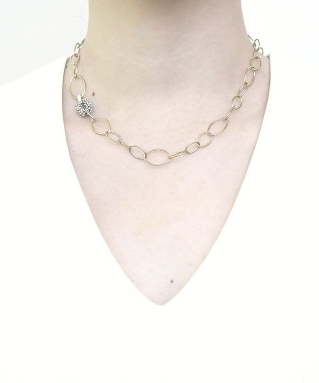 monshiro オーバルチェーンショートネックレス アンティークゴールド