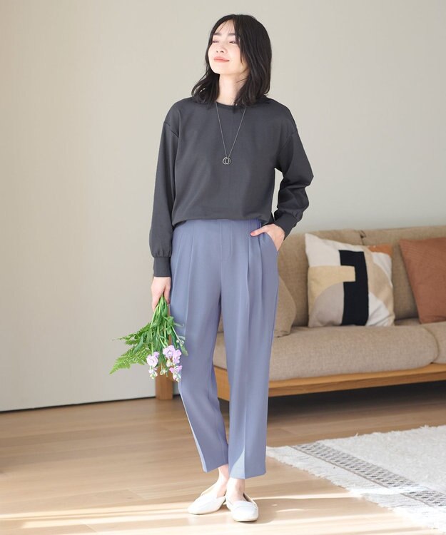 ANY 【ウエストゴム】コンフォート美脚パンツ ブルー