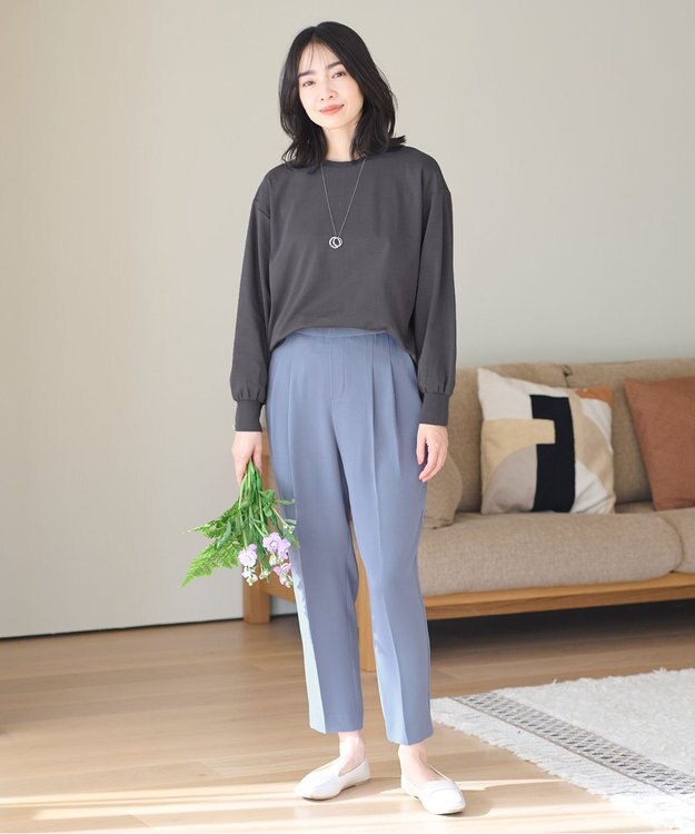 ANY 【ウエストゴム】コンフォート美脚パンツ ブルー