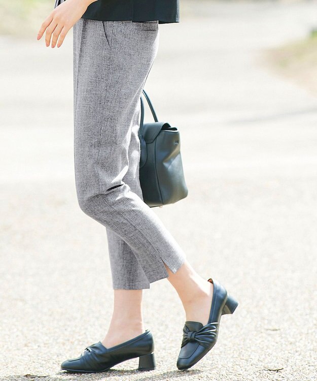 Tiaclasse 【洗える】麻調テーパードパンツ チャコールグレー