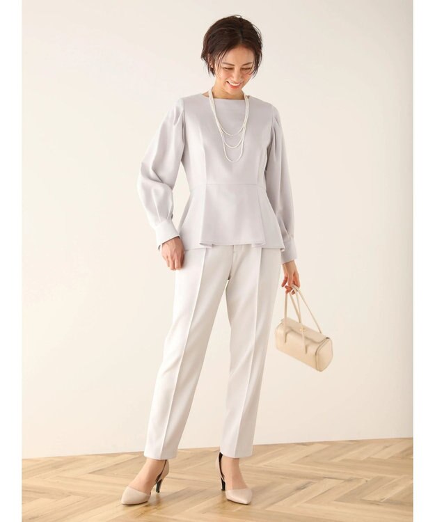 Green Parks ｅｆ－ｄｅ　ペプラムブラウス Gray Beige