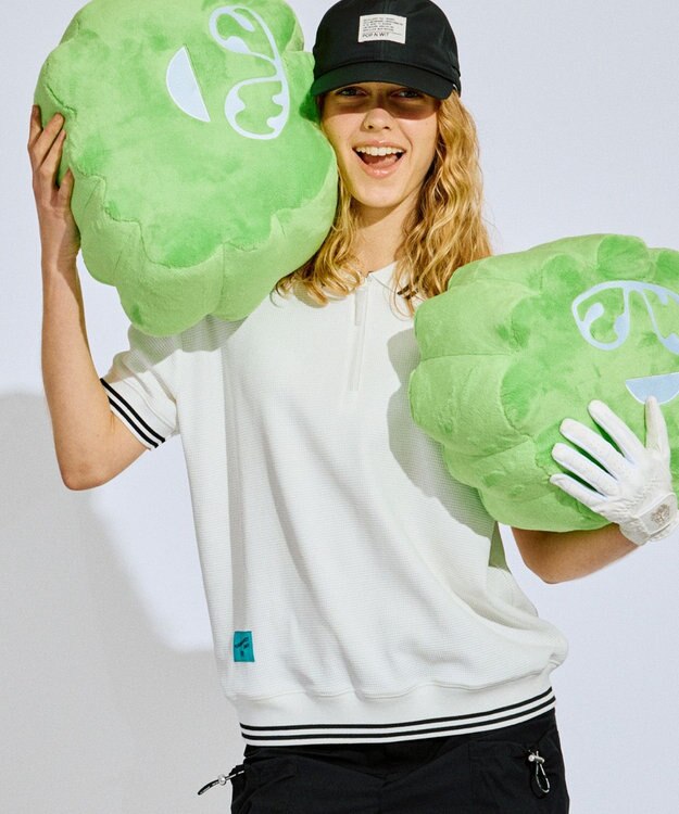 PW CIRCULUS 【WOMEN】ワッフルハーフジップポロ ゴルフウェア レディース ホワイト系