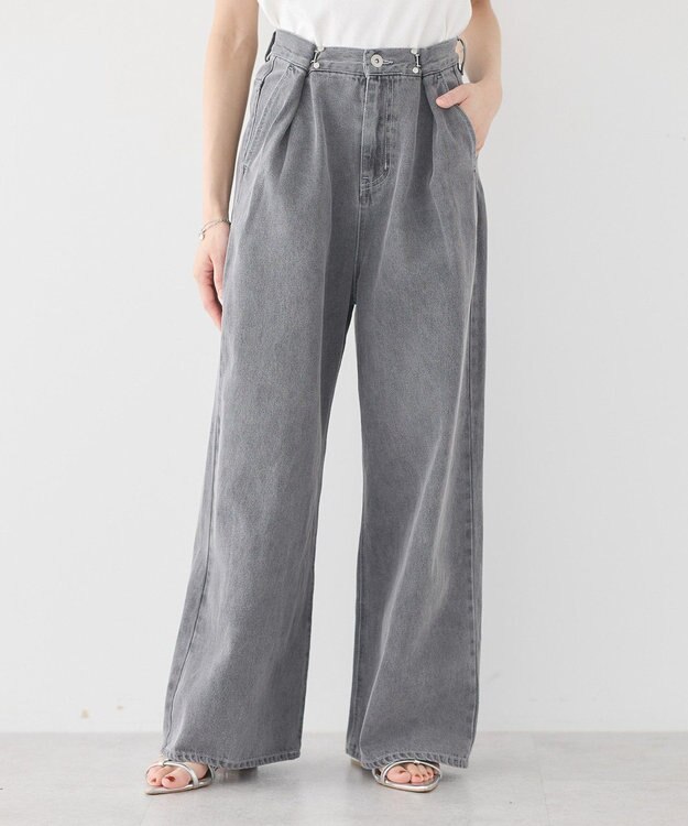 earth music&ecology タックホックデニムパンツ Light Gray