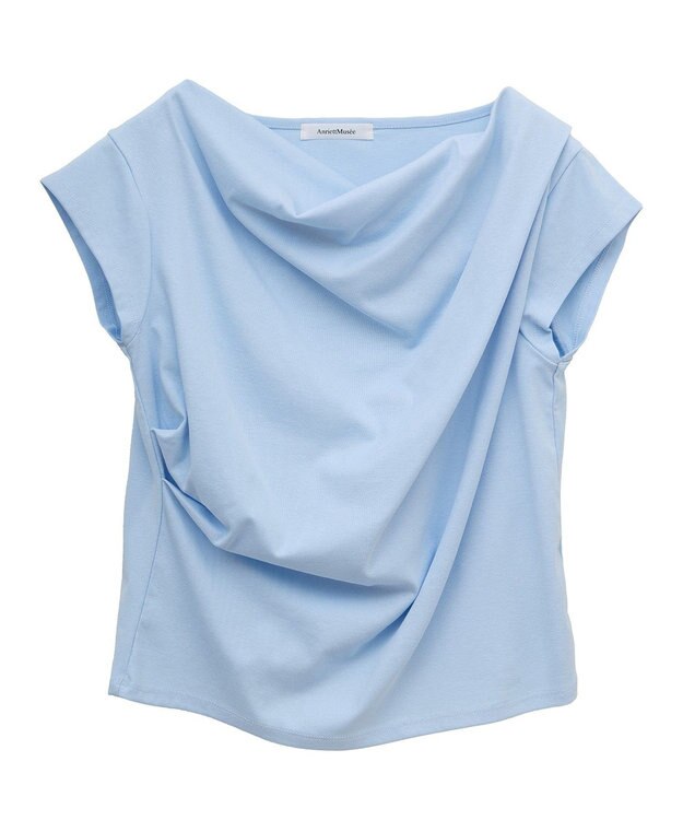 Green Parks ドレープオフショルフレンチ袖Ｔシャツ Sax