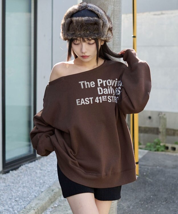 WEGO 裏起毛2WAYグラフィックワンショルBIGスウェット 柄4