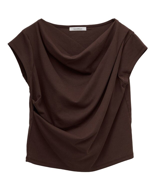 Green Parks ドレープオフショルフレンチ袖Ｔシャツ Brown