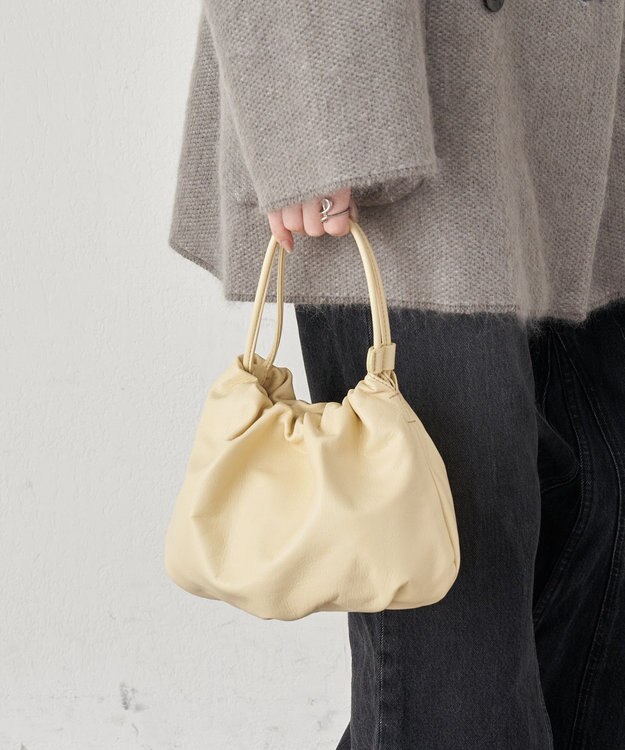 russet レザー巾着4WAYショルダーバッグ(CE-1454) CreamYE