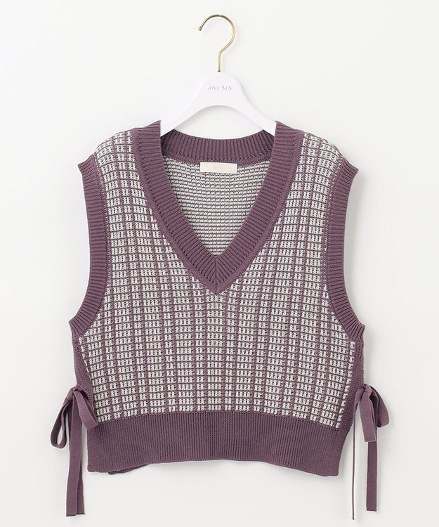 ANY SIS 【2SET】ニットベスト×チュニック ブラウス モーブ系
