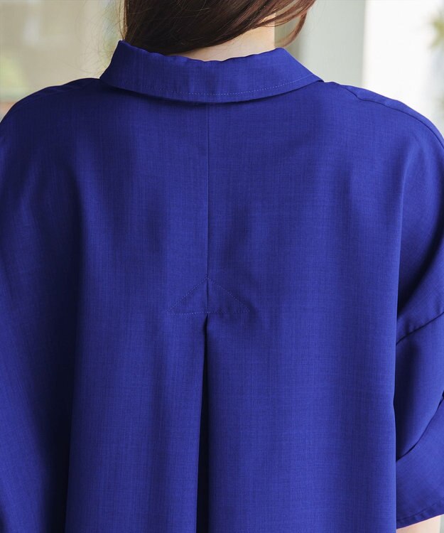 Tiaclasse 【洗える】麻ライクスキッパーシャツチュニック ブルー