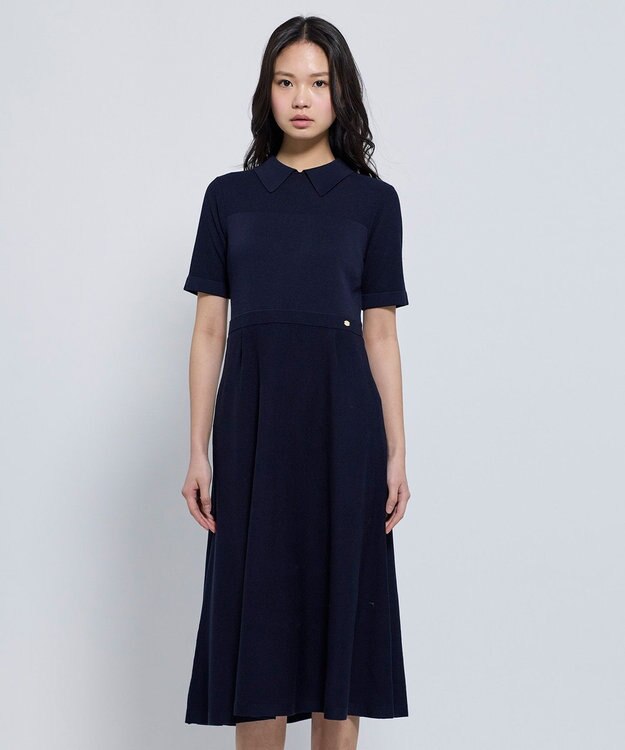 TOCCA 【WEB限定】HONEYCOMB MESH KNIT ニットドレス ネイビー系