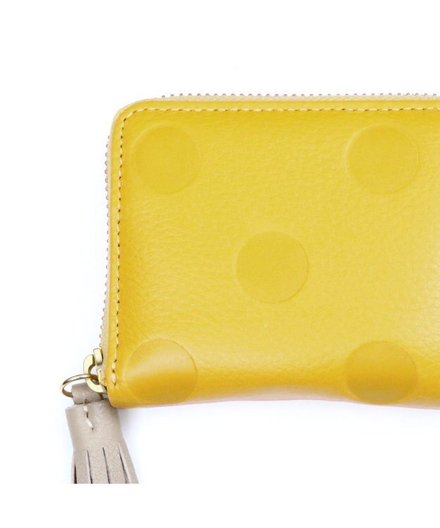 UNBILLION ペルケ perche / ドット型押し・ジャバラカードウォレット イエロー