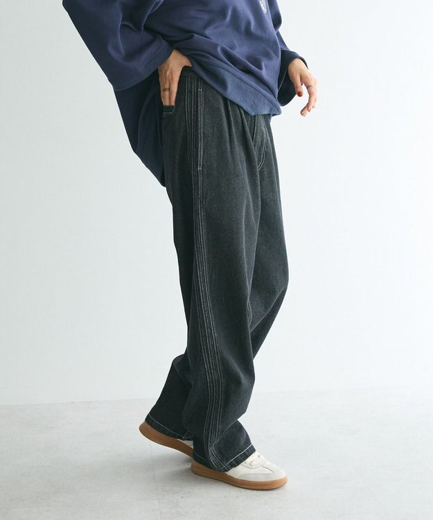 CRAFT STANDARD BOUTIQUE 【ユニセックス】デニム2タックワイドテーパードパンツ Black