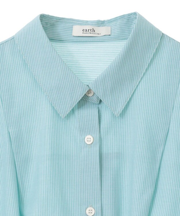 earth music&ecology ＴＲキュプラドロストシャツ Stripe Green