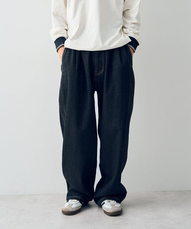 CRAFT STANDARD BOUTIQUE 【ユニセックス】デニム2タックワイドテーパードパンツ Black