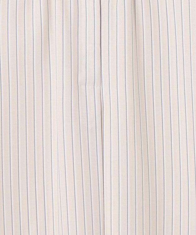 J.PRESS LADIES シアーストライプチェック フレンチスリーブ バンドカラー カットソー ベージュ系1