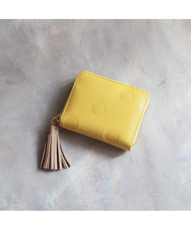 UNBILLION ペルケ perche / ドット型押し・ジャバラカードウォレット イエロー