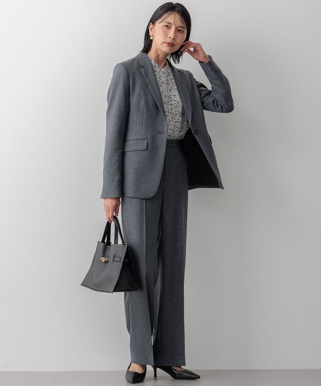 23区 S 【洗える】ウールライクカルゼ  テーラードジャケット グレー系