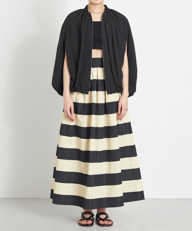 NAVE 【Nave　洗える】ソフトタフタ  スリットスリーブ ブルゾン ブラック系