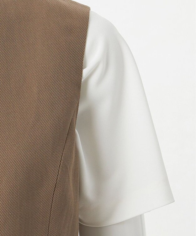 23区 【エステータ】ウールリネン アシンメトリーボタン ベスト カーキ系