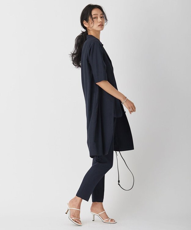 ICB 【洗える】 Unleash  半袖ロングジャケット ネイビー系