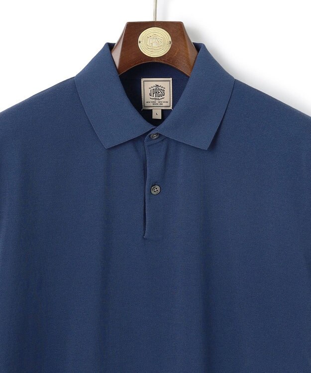 J.PRESS MEN 機能×縫製₌快適な着心地 「高見え」ニットポロ【接触冷感 / 洗える】ホールガーメントニット ポロシャツ ブルー系