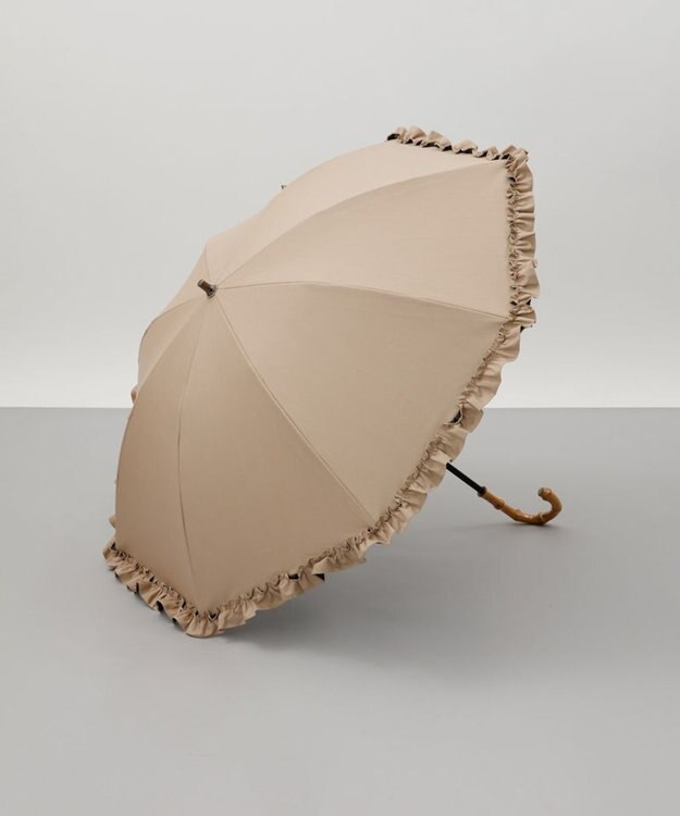 AURORA 【WEB・直営店限定】フリル晴雨兼用傘（1段スライドショート） ベージュ