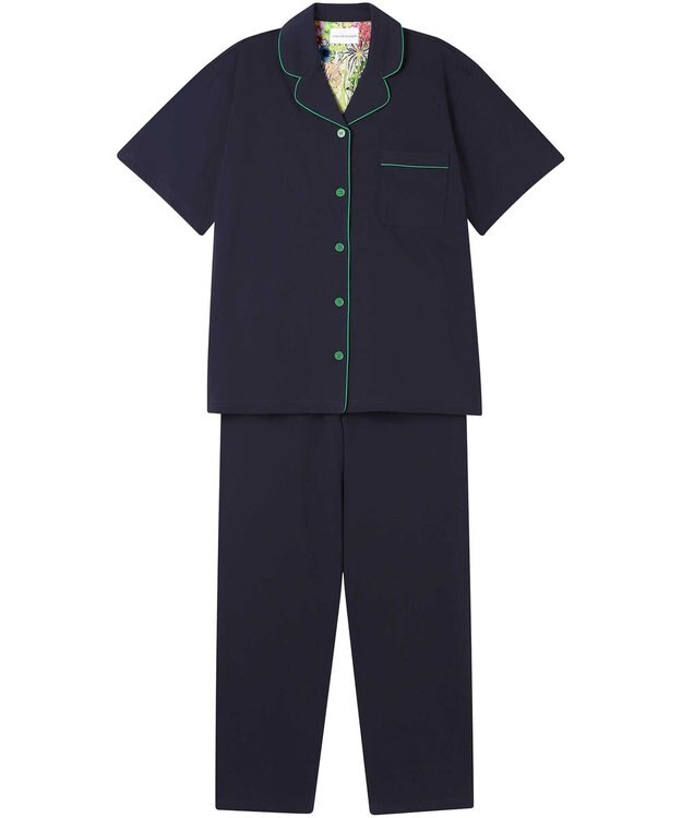 une nana cool 【綿100％】40ハイゲージ天竺半袖パジャマ MADE WITH LIBERTY FABRIC BL