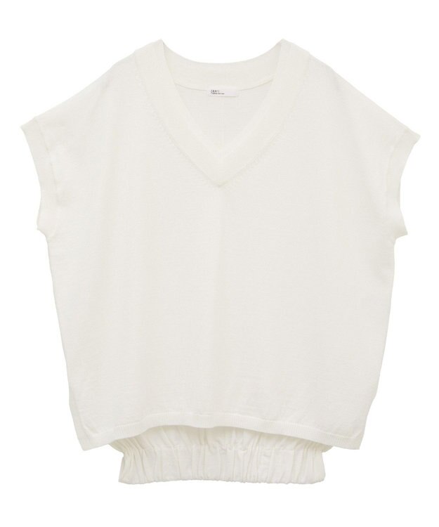 CRAFT STANDARD BOUTIQUE バックギャザーＶネックニットベスト White