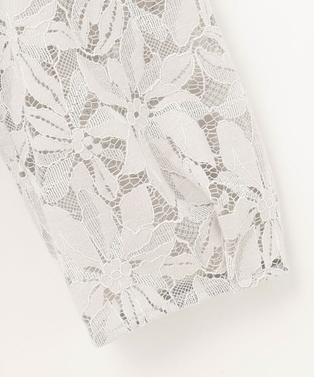 自由区 【XSサイズ～/洗える/セット可】フラワーコードレース ペプラムブラウス ライトグレー系