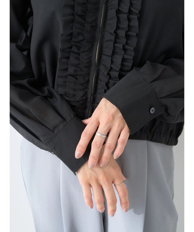 earth music&ecology フリルシャツ Black
