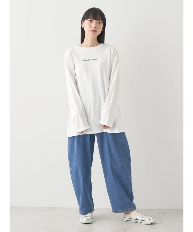 earth music&ecology Ａｕ　ｐｅｔｉｔ　ｂｏｎｈｅｕｒ　ロンＴ Off White