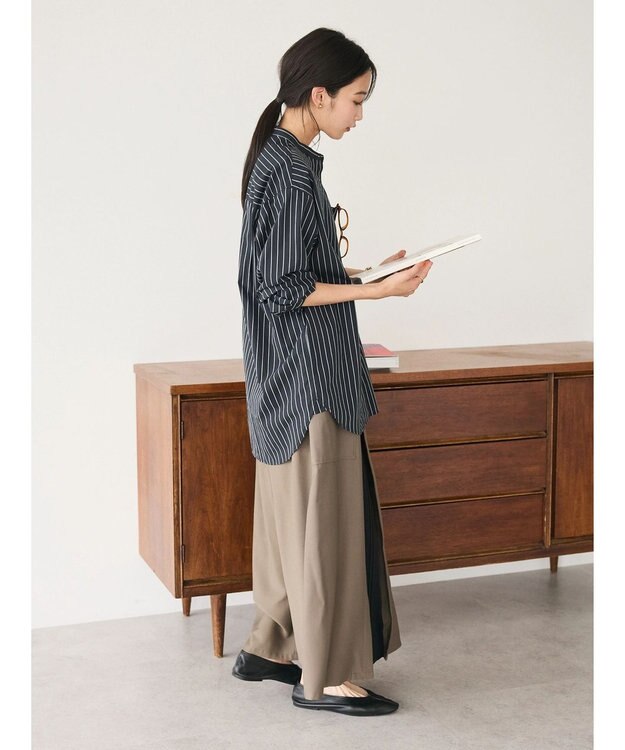 CRAFT STANDARD BOUTIQUE バンドカラーシャツ Stripe Navy