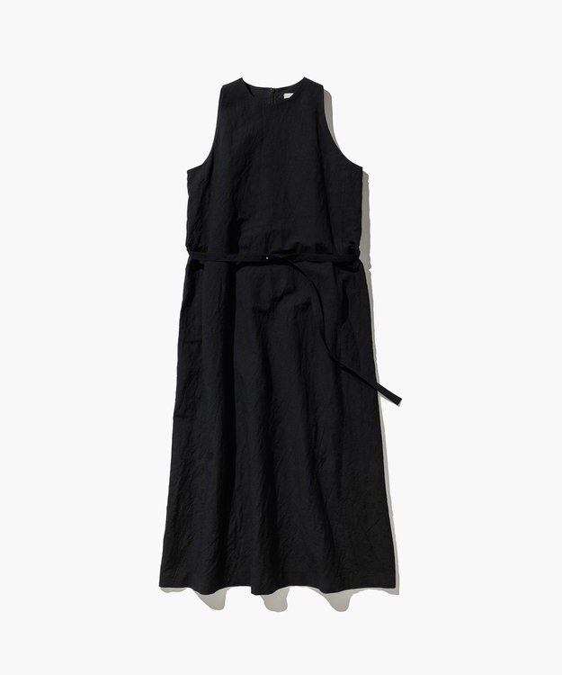 ATON CRISPY LINEN | タンクトップドレス BLACK