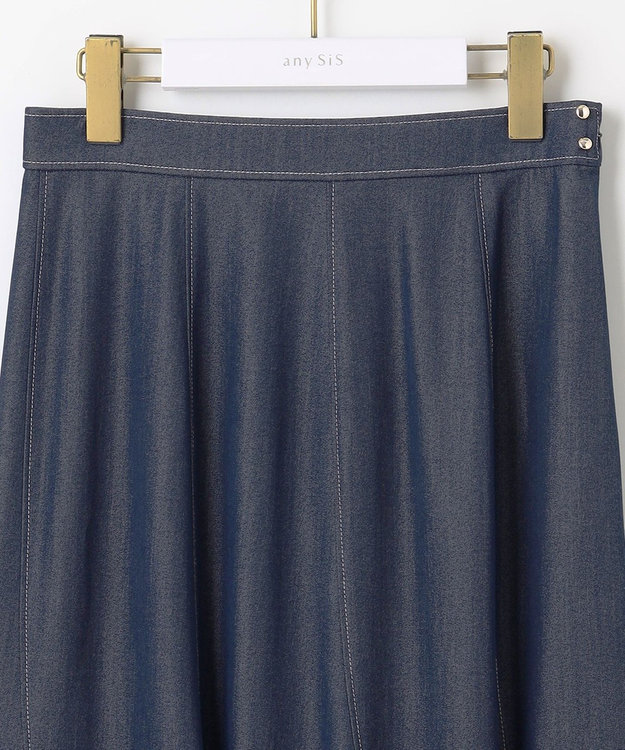 ANY SIS S 【洗える】デニムライクエスカルゴ スカート シャンブレー