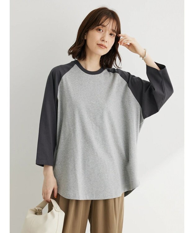 Green Parks ・Ｄｏｕｂｌｅ　Ｆｌａｇｓ　ラグラン７分袖Ｔシャツ Charcoal Gray