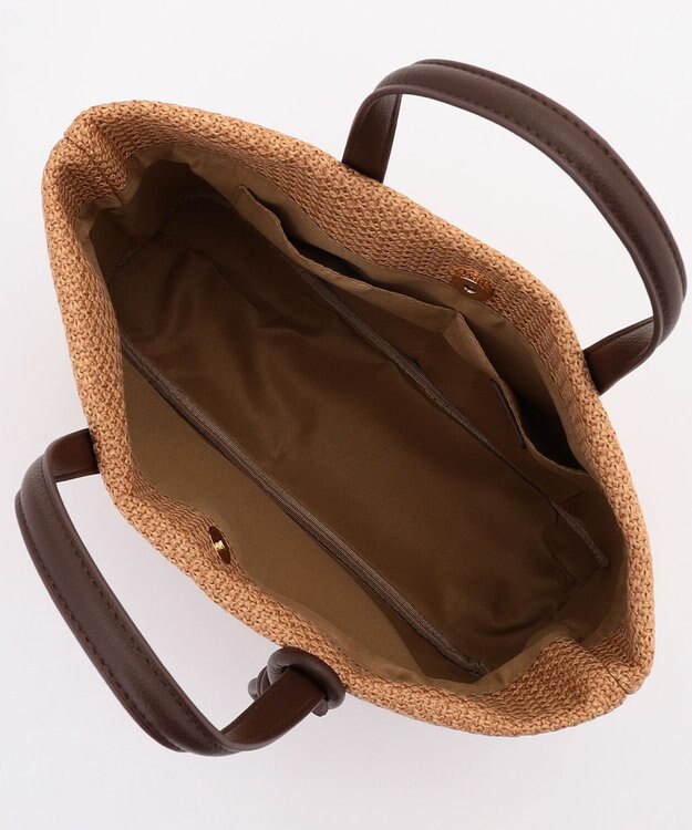 ANY ワイドフェイクラフィアトートバッグ ブラウン