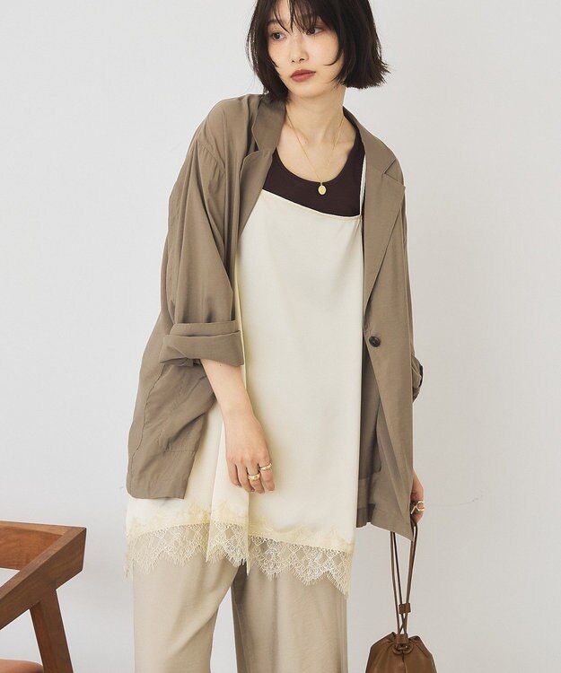 AMERICAN HOLIC イレギュラーヘムサテンレースキャミソール Ivory