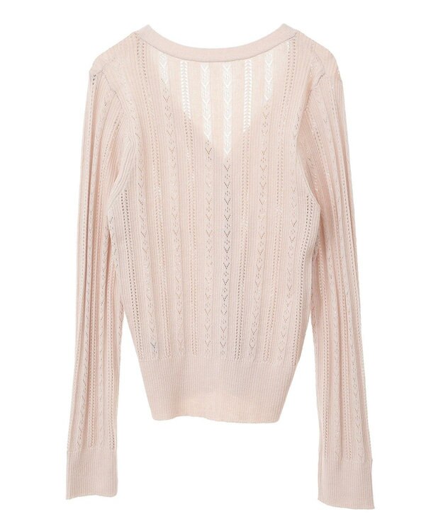 earth music&ecology シルバーボタン透かし編みニットカーディガン Beige