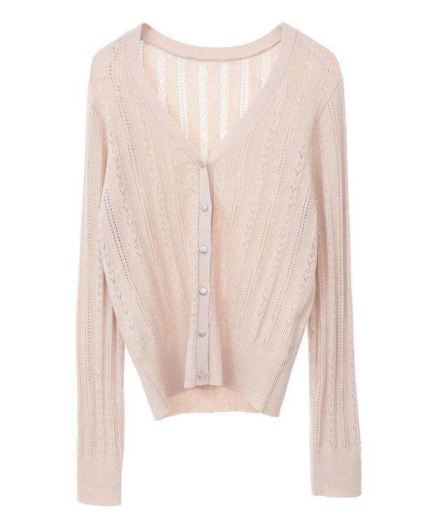 earth music&ecology シルバーボタン透かし編みニットカーディガン Beige