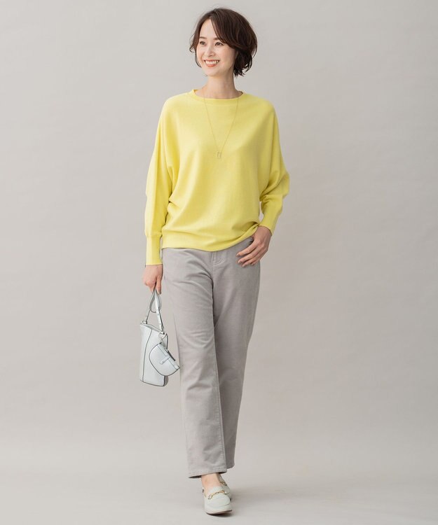 自由区 【洗える】リブレスコール ストレートパンツ ライトグレー系